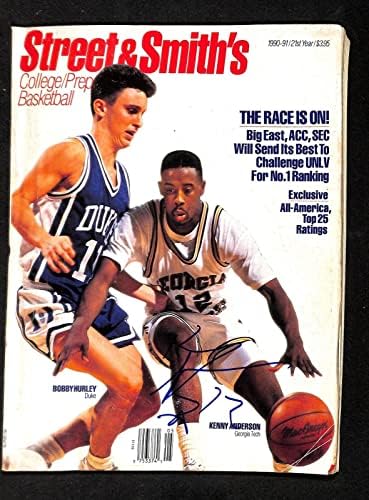 Кени Андерсън подписа Баскетболен годишник на Georgia Tech 1990 Street & Smith ' s Basketball Annual - Баскетболни топки с автографи