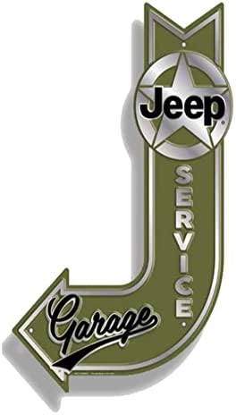 Стенен марка Jeep Service Garage J-Arrow изработени от рециклиран алуминий 17X11 Инча