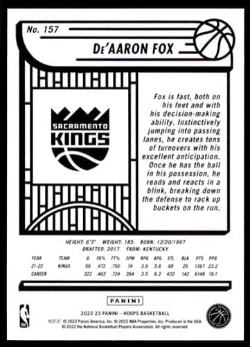 2022-23 Панини Обръчи НБА #157 De Аарон Фокс Ню Йорк-Търговска картичка баскетбол Сакраменто Кингс в НБА