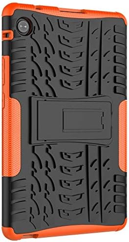 Калъф за таблет Калъф за таблет Съвместима с Huawei Mediapad Т8/C3 8,0 Текстура гуми устойчив на удари Защитен калъф от TPU + PC със Сгъваема дръжка-стойка (оранжев цвят)