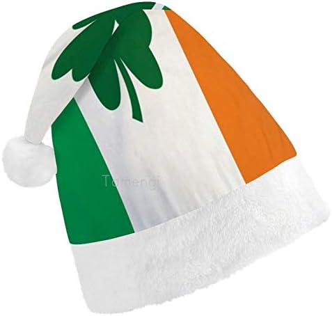 Коледна Шапка на дядо коледа, Знаме на Ирландия Детелина, Коледна Празнична Шапка за Възрастни, Комфортни Коледни Шапки Унисекс за Новогодишна Празнична Носия, Пра