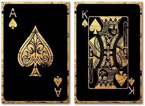 Крал Връх на Изкуството на игра на карти Реколта Покер Игра на Карти Плакати и Щампи Асо Пика Карти Покер Стенно Изкуство Кралицата на Покера Стенно Изкуство Черни