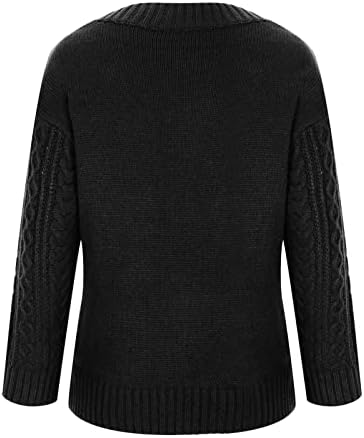 Всекидневни женски вязаный пуловер пуловер 2022 Есен-Зима V-образно деколте с дълъг ръкав обрат модел hoody