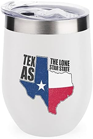 Флаг на Тексас И Карта на щата Чаша за вино, на 12 унции, Изолирано Кафеена Чаша От Неръждаема Стомана, Пътна Чаша За Пиене С Капак