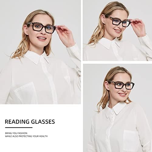 Дамски очила за четене Houocon голям размер, ретро-квадрат синя подсветка, принудителна компютърни ридеры, голяма дограма Опра