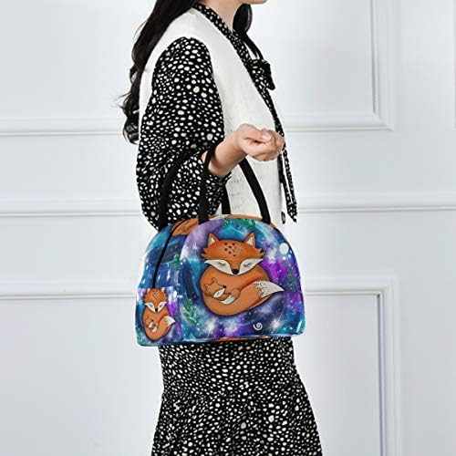 Случайна чанта за обяд Дамски - Baby Mother Fox Space Големи Запечатани Торби за Обяд с плечевыми ремъци за работа Дете