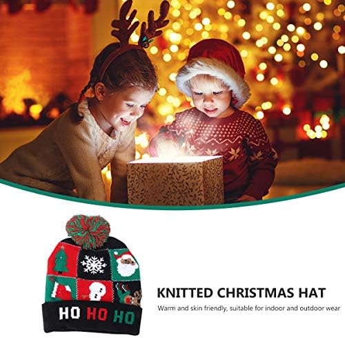 Коледна шапка за костюма KESYOO, 1 предмет, коледна шапка с led осветление, коледна вязаная капачка, топла коледна шапка за деца и възрастни