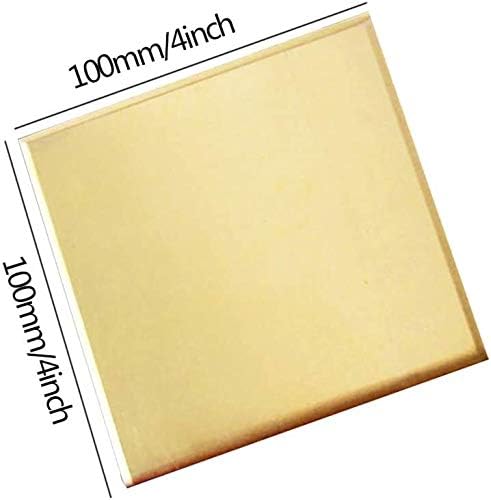 Латунная плоча HAOKTSB Месинг лист с нешлифованной тапицерия, Прецизна метали за направи си САМ 100x100 мм/4x4 инча, Дебелина: 0,5 мм/0,02 инча Лист фолио от чиста Мед