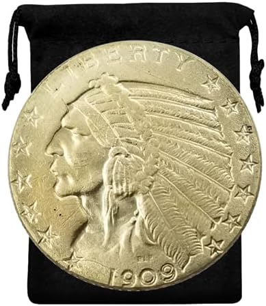 Kocreat Копие 1909 Златна Монета с Главата на Индийския Орел Пет Долара-Точно Копие на Сувенирни Монети на САЩ,