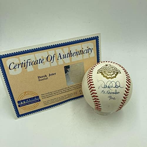 Дерек Джитър Мистър Ноември С автограф от 2001 World Series Baseball Steiner COA 18/22 - Бейзболни топки с автографи
