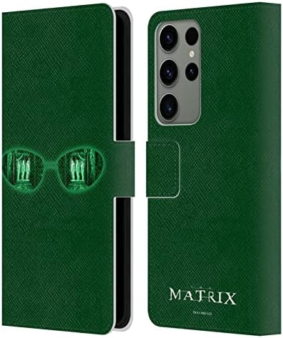 Head Case Designs Официално Лицензировала Matrix Glass Key Art Кожен калъф-книжка-джобен формат и е Съвместим с Samsung Galaxy S23 Ultra 5G
