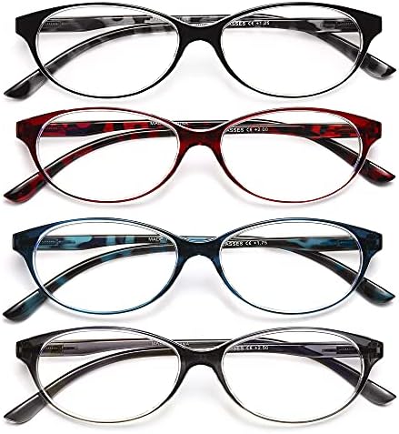 EYEURL 4 Чифта Очила за четене, за Жени, Мъже, Със Защита от Синя Светлина, Блокер на Компютърни Очила за Четене