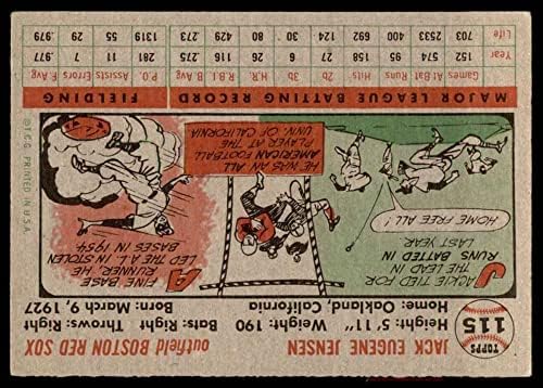 1956 Топпс # 115 Грай Джаки Дженсън Бостън Ред Сокс (Бейзболна картичка) (Сив облегалка) VG/БИВШ Ред Сокс