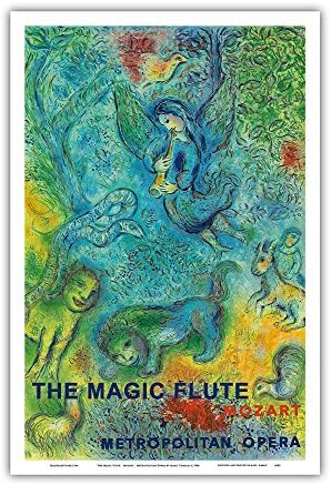 Вълшебната флейта - Моцарт - Метрополитън опера - Ретро Рекламен плакат на Марк Шагал 1966 година на издаване