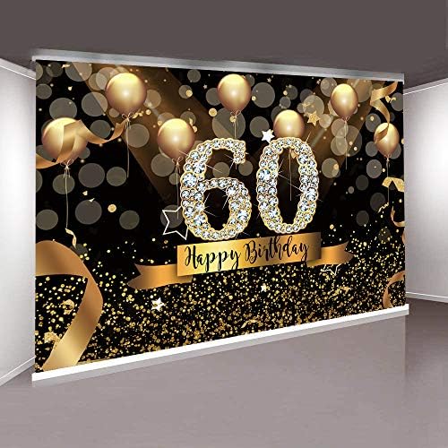 Sensfun С 60-годишнината на Фона на партита за възрастни 10x8ft Боке Кръг Блестящ Златен Фон За Снимки на Въздушен Балон на Шестдесет Дни от Раждането на Черно Златен Фон З?