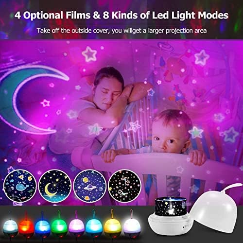 Нощни осветителни тела за деца, Звезден Проектор, 4 комплекта филм, 8 Светлинни лампи, Променящия Цвят с въртене на 360 градуса, за декор на стаята, Подарък за деца, Мом?
