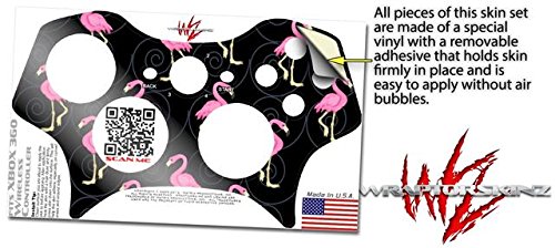 Фламинго на черно - Винил стикер в стил WraptorSkinz, съвместима с безжичен контролер за XBOX 360 (контролер В комплекта не са включени)