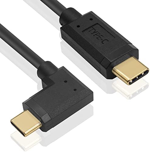 USB кабел C Poyiccot под прав ъгъл от 2 метра, USB кабел C-C USB под ъгъл 90 градуса, кабел Type C-Type C, 10 Gbit/s 60 W, кабел за бързо зареждане на USB 3.1 Type C за лаптопи, таблети и мобилни телеф