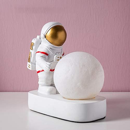 XIULAIQ Астронавт Космонавт на Луната лека нощ Спалня Нощни desk Творческа Обстановка Настолна Лампа Подарък Лампа за Децата, Baby Kids (Цвят: Златен)