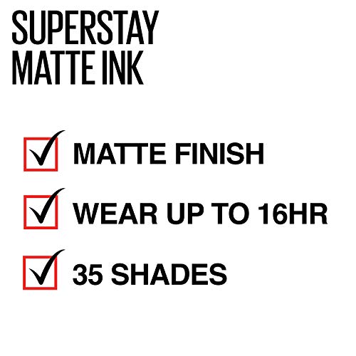Течна червило на Maybelline New York Super Stay Matte Ink, Стабилен, удароустойчив цвят, носи до 16 часа, Романтична, ярко розово, 0,17 течни унции (опаковка от 2 броя)