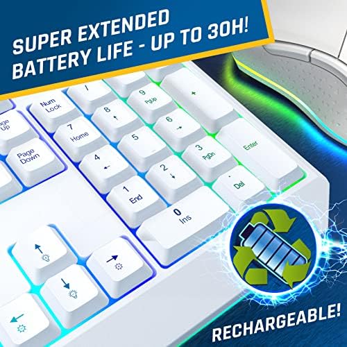 Безжична детска клавиатура на BOJIDAR Chroma RGB Новата версия на 2023 г. - Батерия с дълъг живот - Бърз и безшумен