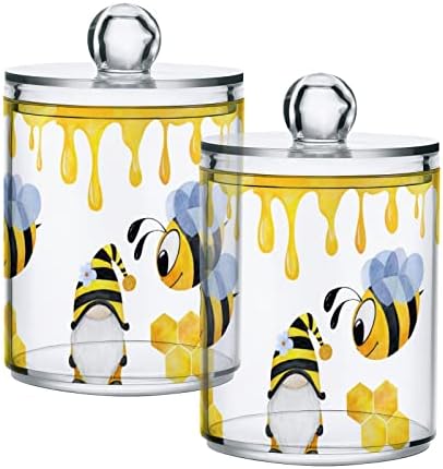 innewgogo Bee 2 Опаковки Титуляр за памучни тампони, Органайзер, Диспенсер, Пластмасови Прозрачни Кутии с Капаци,