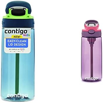 Детска бутилка за вода Contigo с рециклирани соломинкой за автоматично разлив, 20 грама, Къпини и Зелена Ябълка,