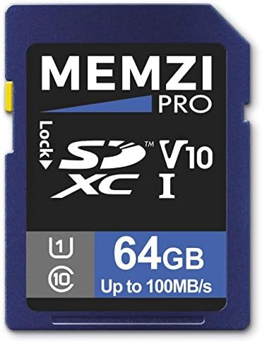 MEMZI PRO 64 GB, 100 MB/s. Карта памет от клас 10, V10 SDXC, Съвместими с цифрови камери Sony Alpha a9 ILCE-9,