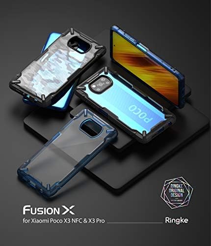 Ringke Fusion-X Съвместим с калъф Poco X3 NFC, съвместим с калъф Xiaomi Poco X3 Pro - Черен камуфлаж