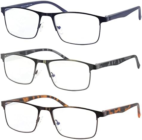 zooxsky 3 Опаковки Очила за четене за Мъже, Нападение от Синя светлина, Четец
