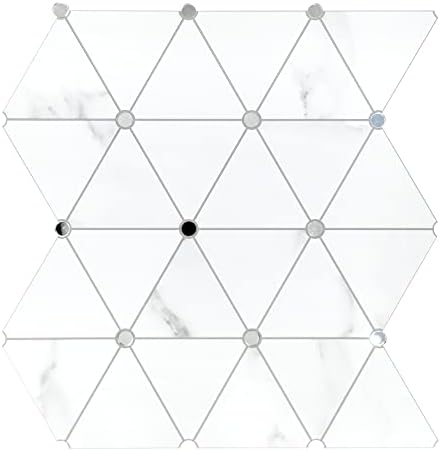 Стенни плочки Diamond plaza Marble Backsplash беля и е залепен. Стъклена Slr стикер на Плочки за Кухня, Баня,