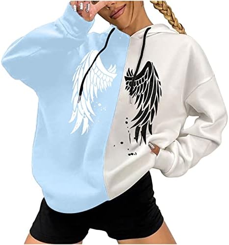 Пуловер за Момичета Свободен Намаляване с Графичен Дизайн, Ежедневните Реколта Готически Топли Блузи С Качулка,