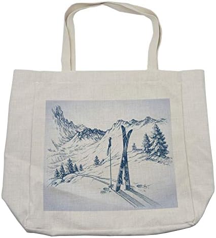 Зимна чанта за пазаруване Ambesonne, Схематичное изображение скоростно спускане с елементи на каране на ски