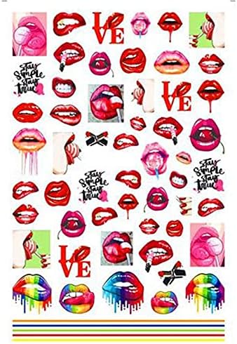 1бр Нов 3D стикер за нокти Секси Червени Устни Изображение на Ноктите Етикети Лепило САМ Преводна Фолио Стикери
