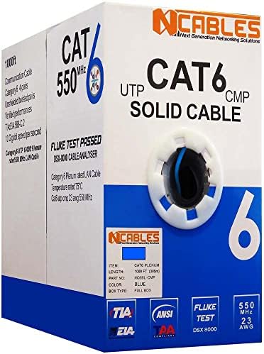 КАБЕЛИ CM 1000ft Cat6 Plenum (тествана ефективността на предаване на данни) Мрежов кабел UTP Solid Bulk Ethernet