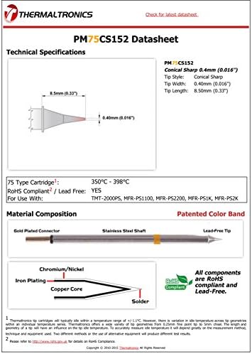 Thermaltronics PM75CS152 Тънки Остри 0.4 mm (0,016 инча)