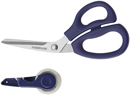 Опаковъчна хартия Farberware Easy Glide и ножици за бродерия със сменяем нож за диспенсера лента, тъмно синьо