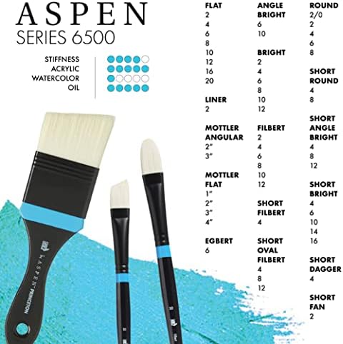 Princeton Artist Brush Co. Aspen 6500 Series - Къс Веерная четка с дълга дръжка, с Размер 2 - Единично четка