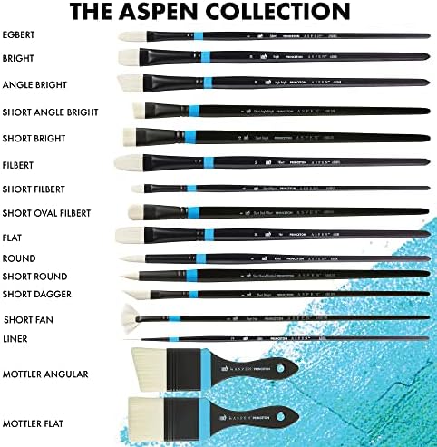 Princeton Artist Brush Co. Aspen 6500 Series - Къса Овална четка от Лешник с дълга дръжка, Размер 4 - Единично