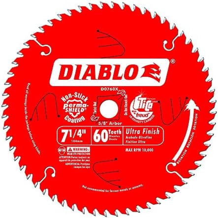 Пильный диск Freud D0760X Diablo Ultra Finish ATB 7-1/4 Инча в оправке 60 т 5/8 инча, 2 бр. в опаковка