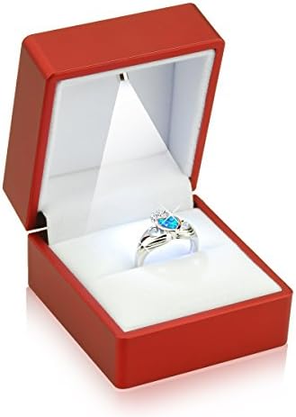 Кутия за Годежни пръстени Geff House с Led подсветка (Червен)