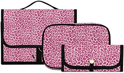 MNSRUU Готически Чанта за Тоалетни принадлежности за Пътуване, Розова Леопардовая Дамски Косметичка, Подвесная