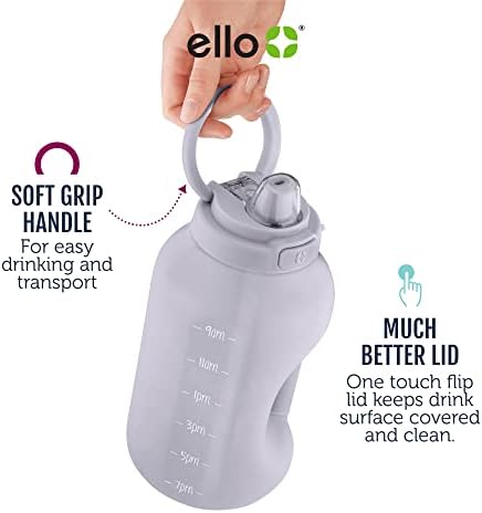 Вакуумно бутилка за вода Ello Cooper от неръждаема стомана с мека соломинкой и линия за носене, С двойни стени,