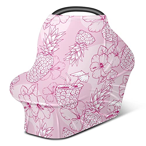 Седалките за детски столчета за автомобил, Рисувани Ръчно сок от Тропически Цветя Розов Калъф за Хранене, Шал