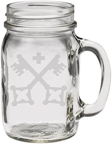 Кръстосани Кралски Ключовете 12 мл, Стъклена Чаша, с ръчно Гравиран Mason Jar