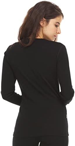 Дамска риза от мериносова вълна, с дълъг ръкав и V-образно деколте - Основен слой - Ежедневни риза - Долен