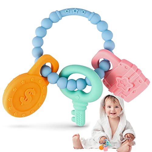 Играчки-прорезыватели NPET за дете 0-6/6-12 месеца, Меко и удобно Силикон пръстен за никнене на млечни зъби,