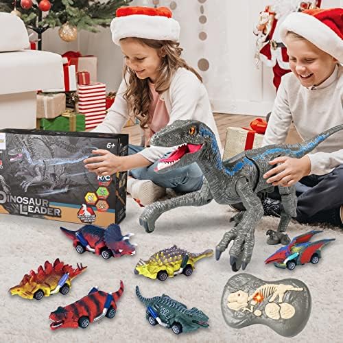 WESPREX Играчка-Динозавър с дистанционно управление, Велоцираптор за деца от 6 Откидывающимися динозавровыми