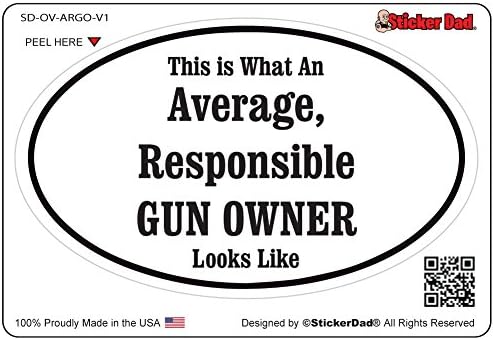 Цветен стикер Oval Average Responsible Gun Owner V1 (2 опаковки) от StickerDad® - Размер: 5 см, Цвят: full color