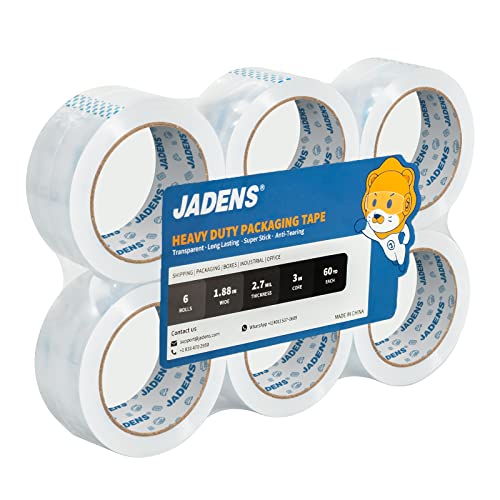 Опаковъчна лента JADENS Доставка, 6 ролки, 1,88 * 60 ярда, общо 360 см, идеална за опаковане, доставка и кореспонденция,